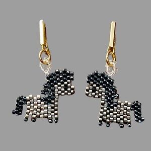 Handmade Beaded Pony Horse Earrings - Light, Shiny, Gift for Horse Mom